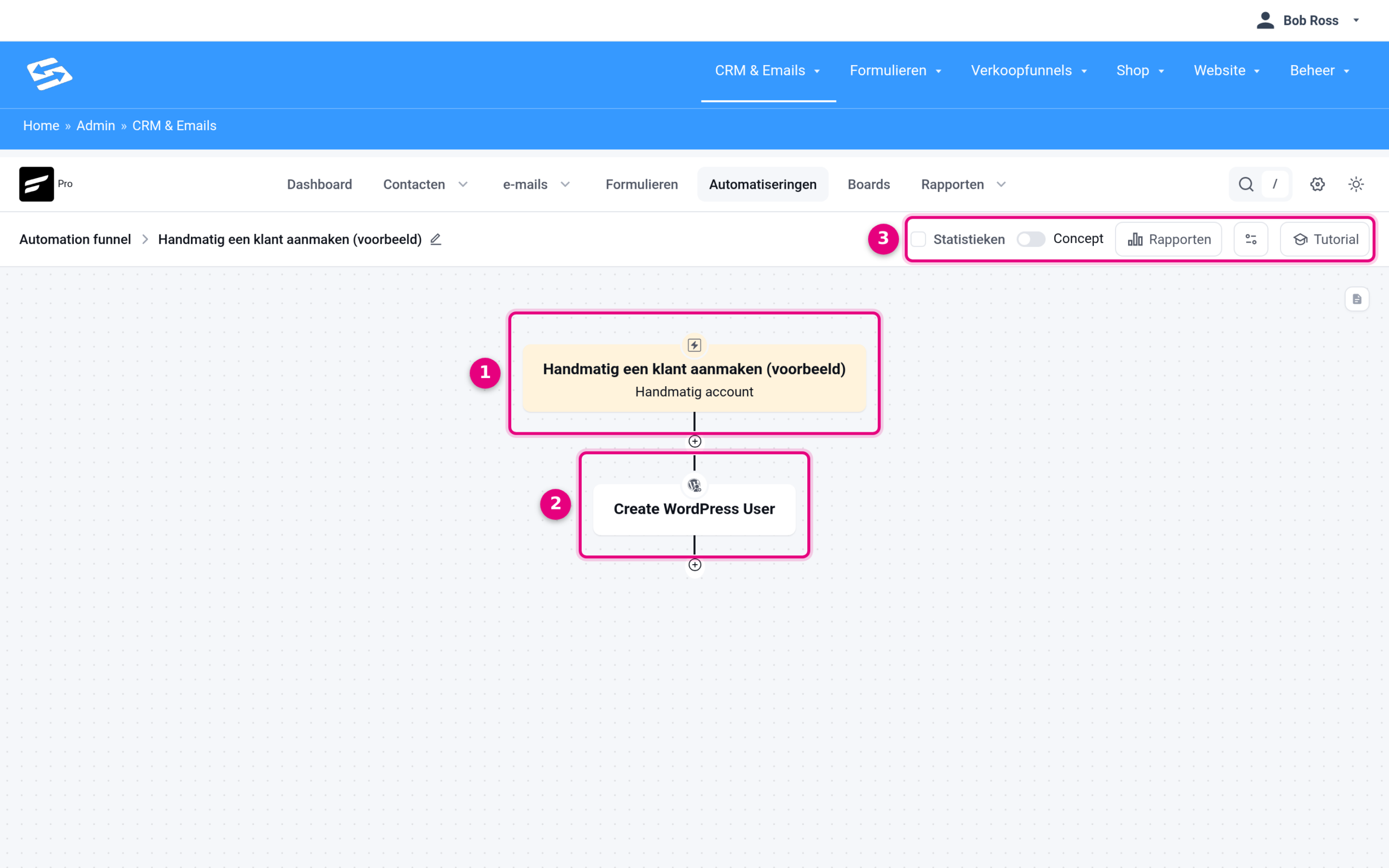 Overview of the automation with trigger and action