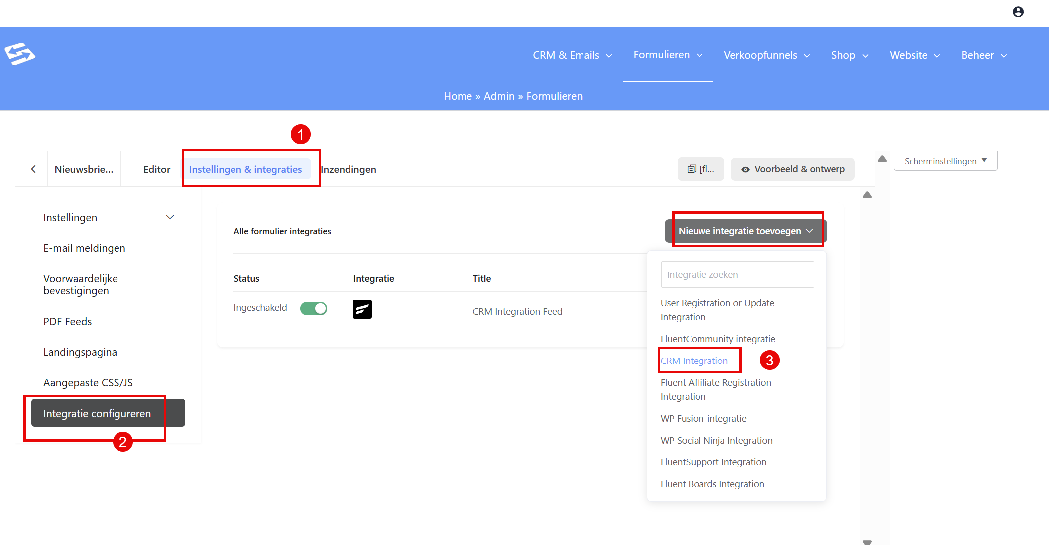 Adding a new integration to a form