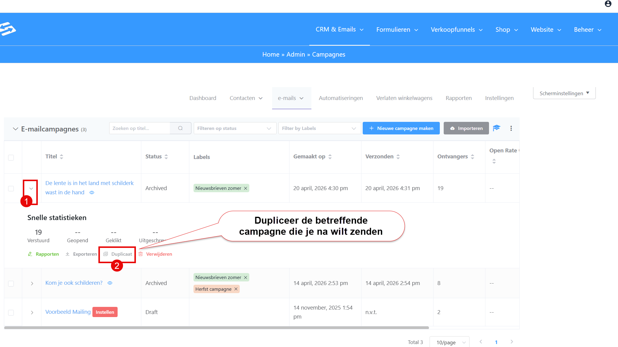 Adding a new campaign or duplicating an existing one