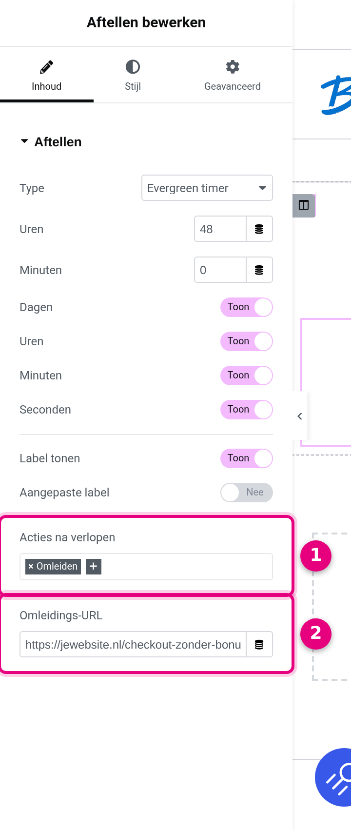 Actions after expiry with Redirect and Redirect URL
