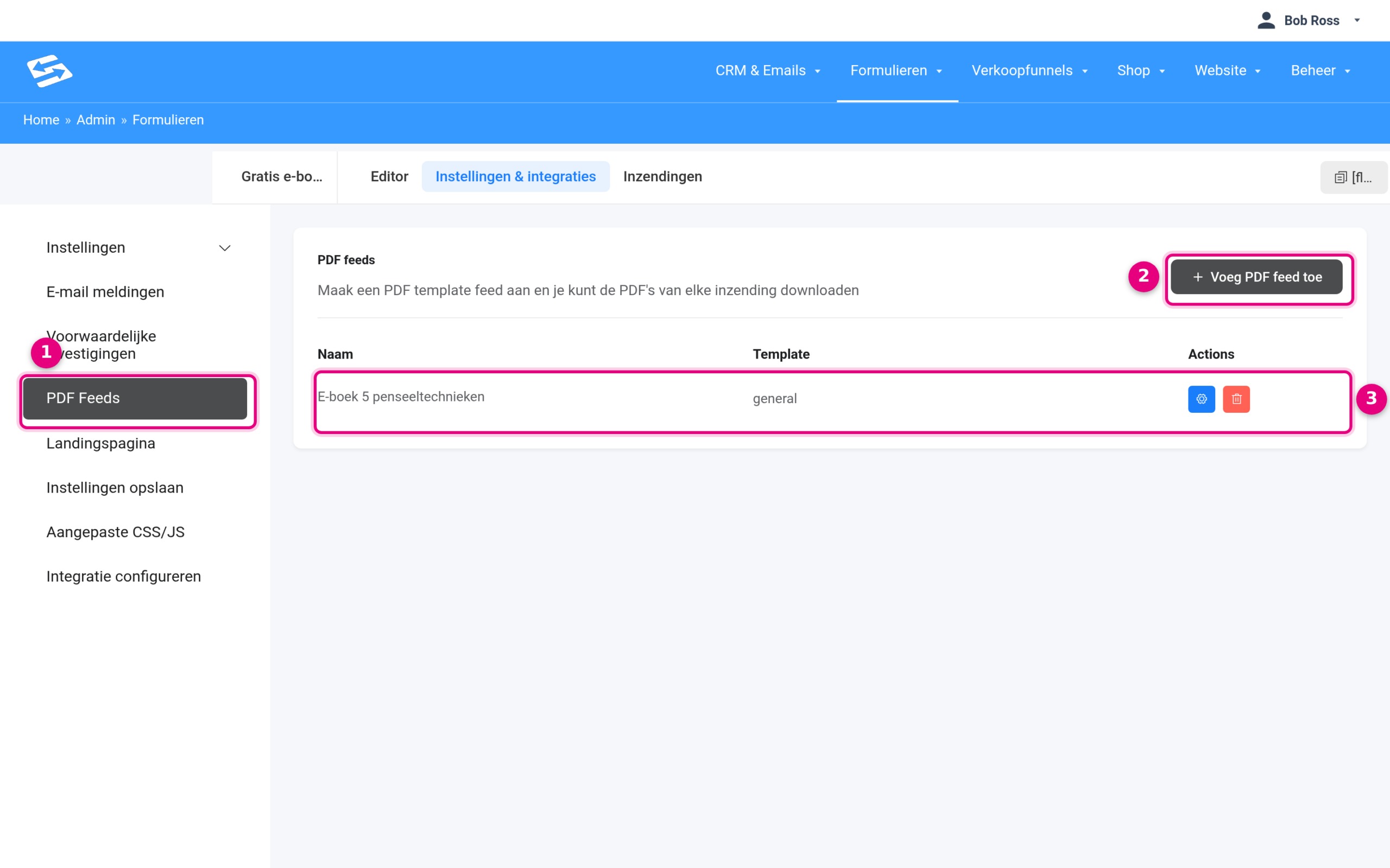 PDF Feeds overview for a form
