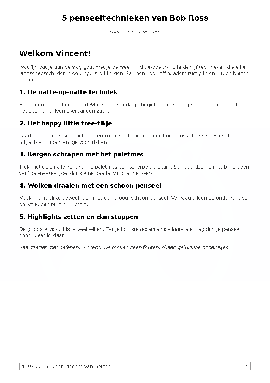 The generated personal PDF