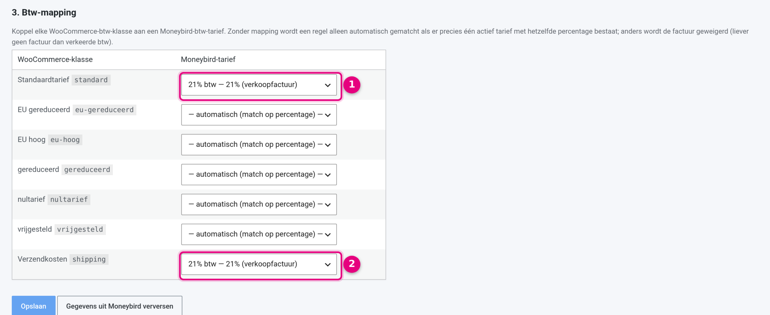 VAT mapping from WooCommerce classes to Moneybird rates