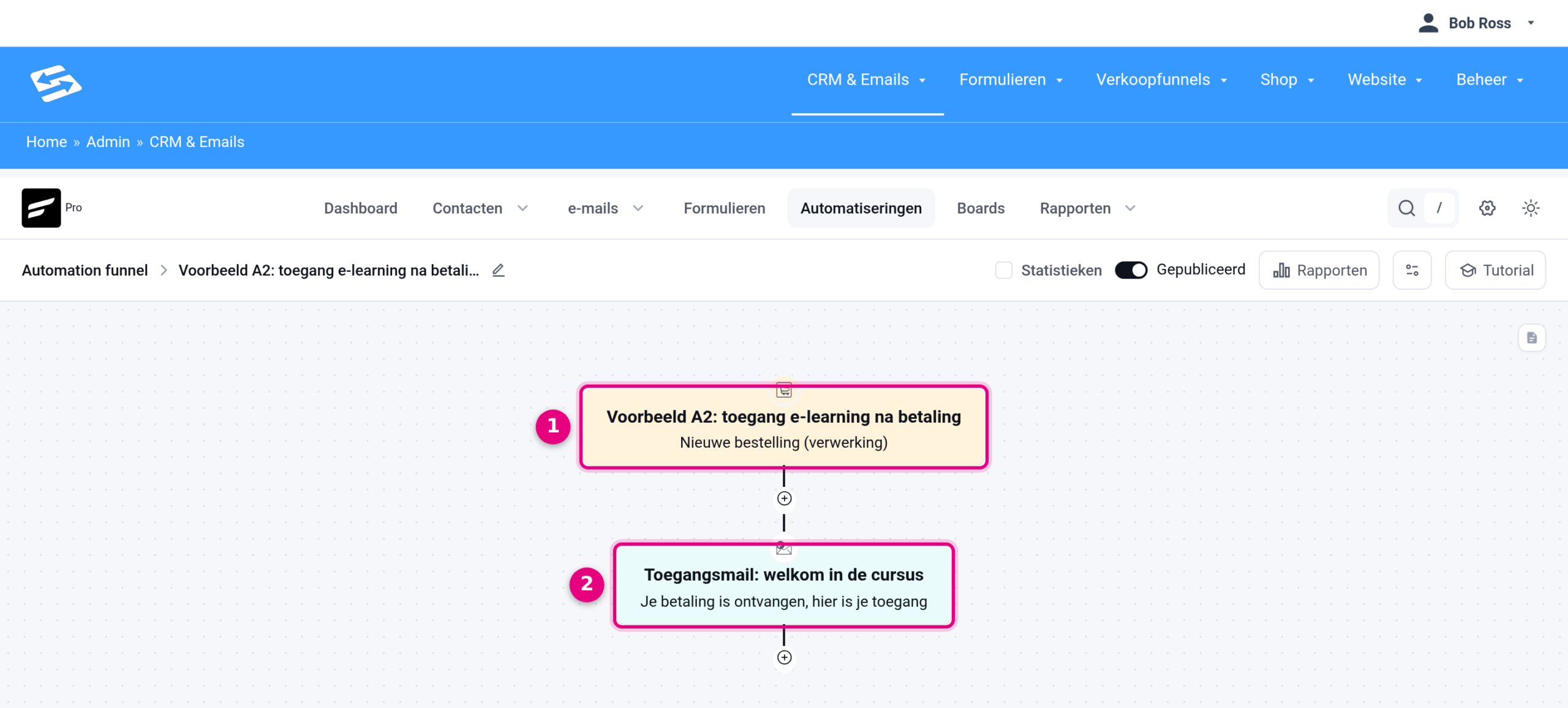 The access automation with the access email below the start trigger.