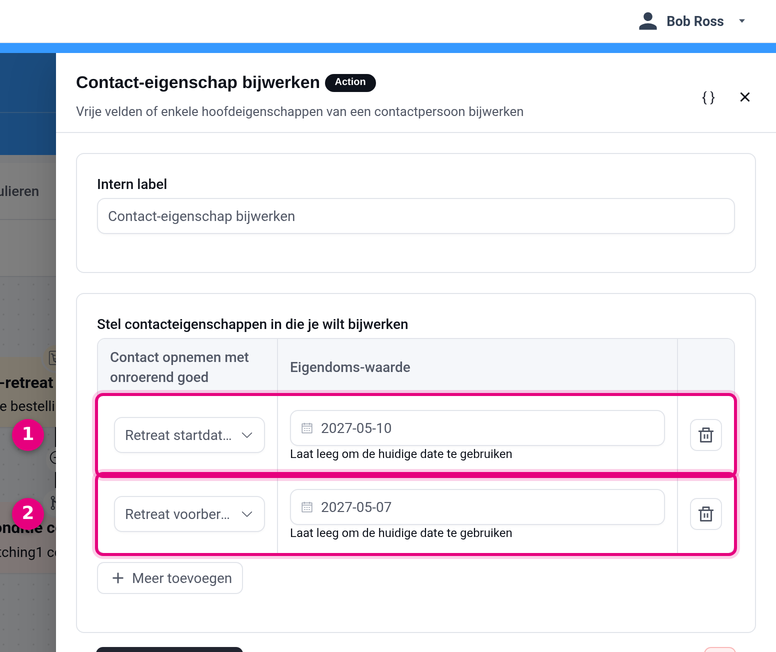Update contact property with two date fields