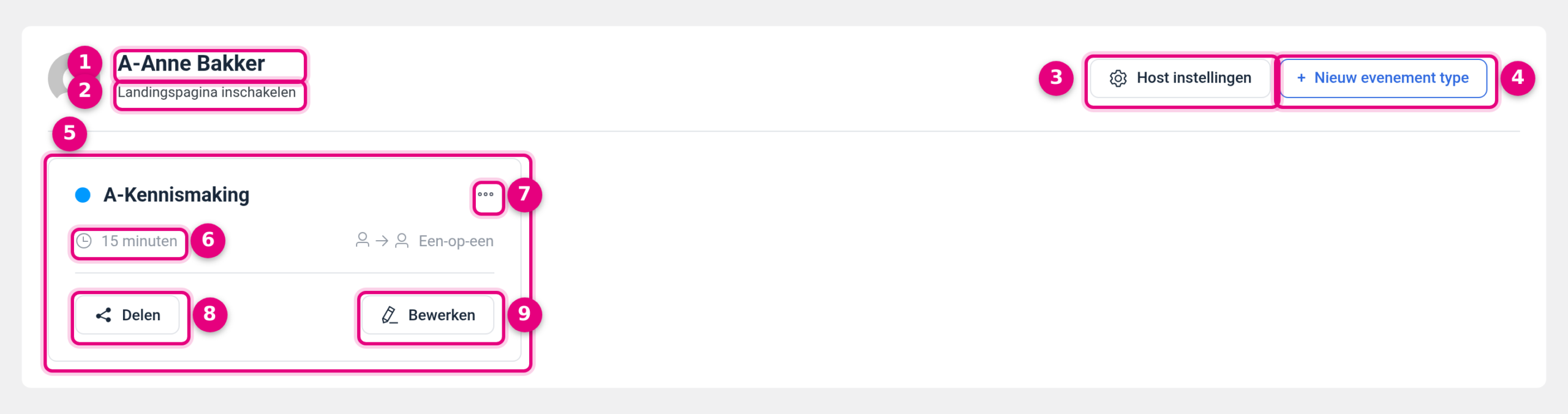 The new calendar with the first booking type in the Calendars overview