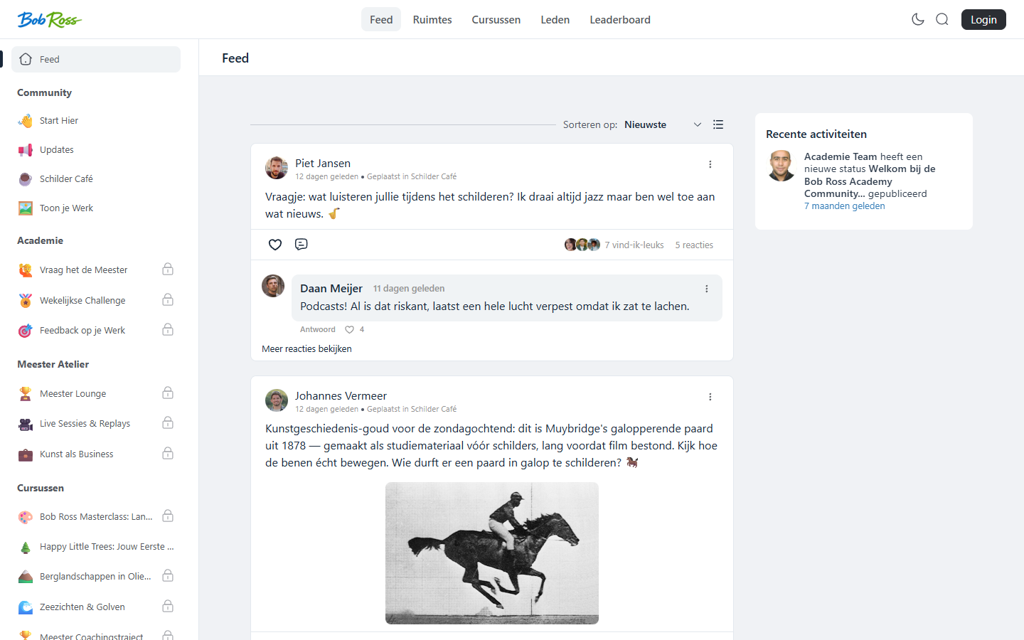 The portal as a visitor who is not logged in sees it: public spaces visible, valuable content behind a padlock