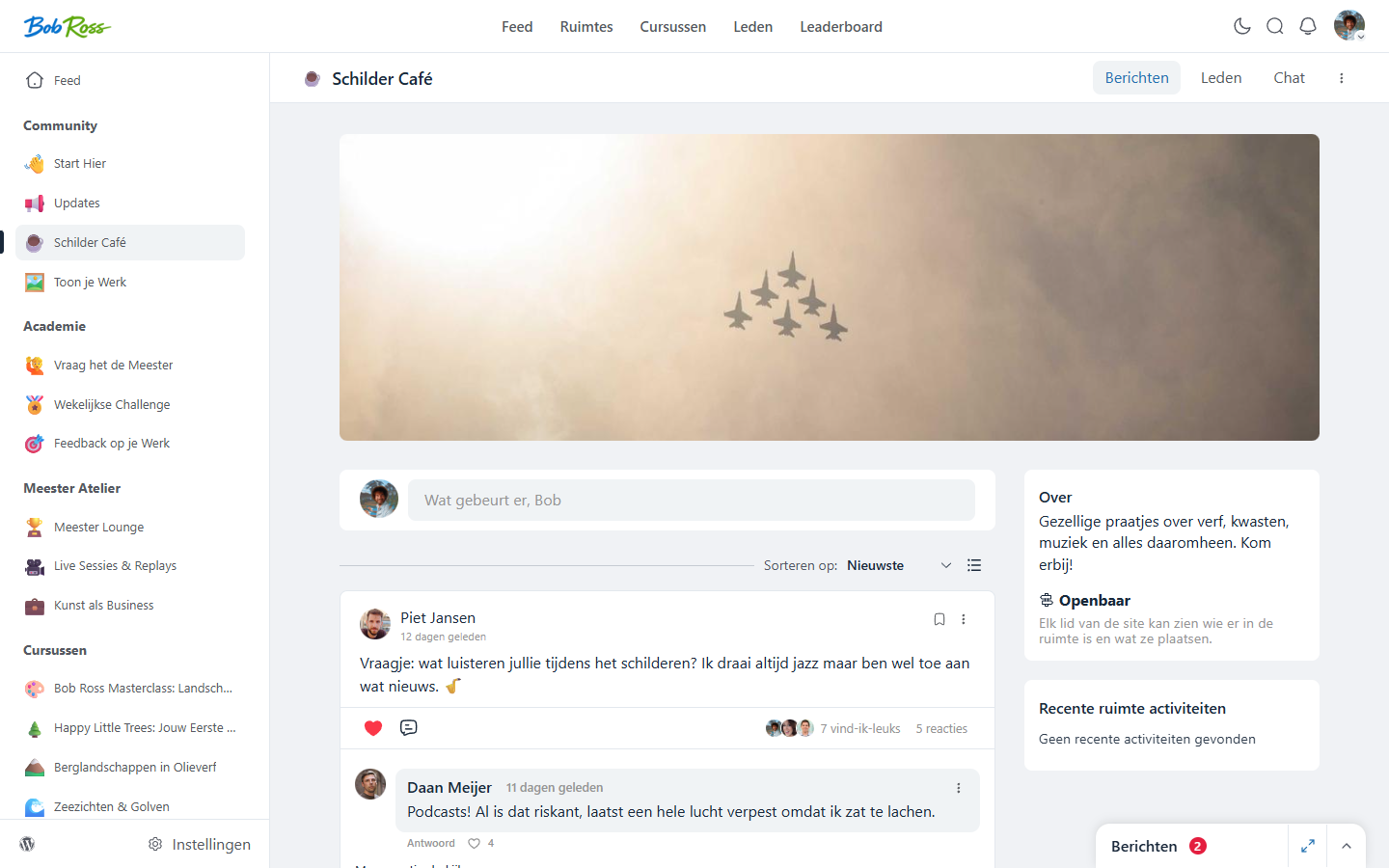 A fully set-up space with cover image, description and posts from members