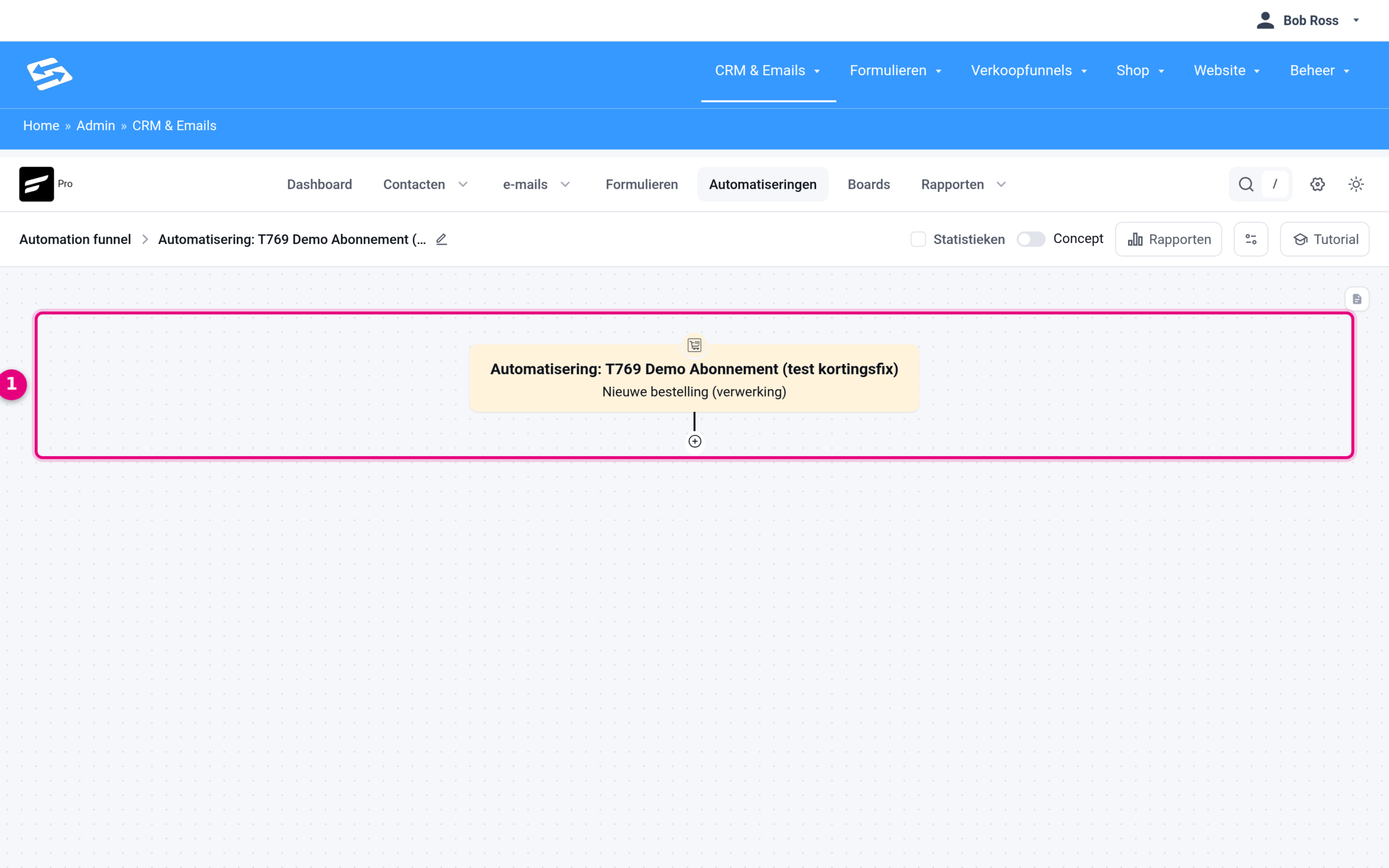 New draft automation with the product as the starting step (trigger New order)