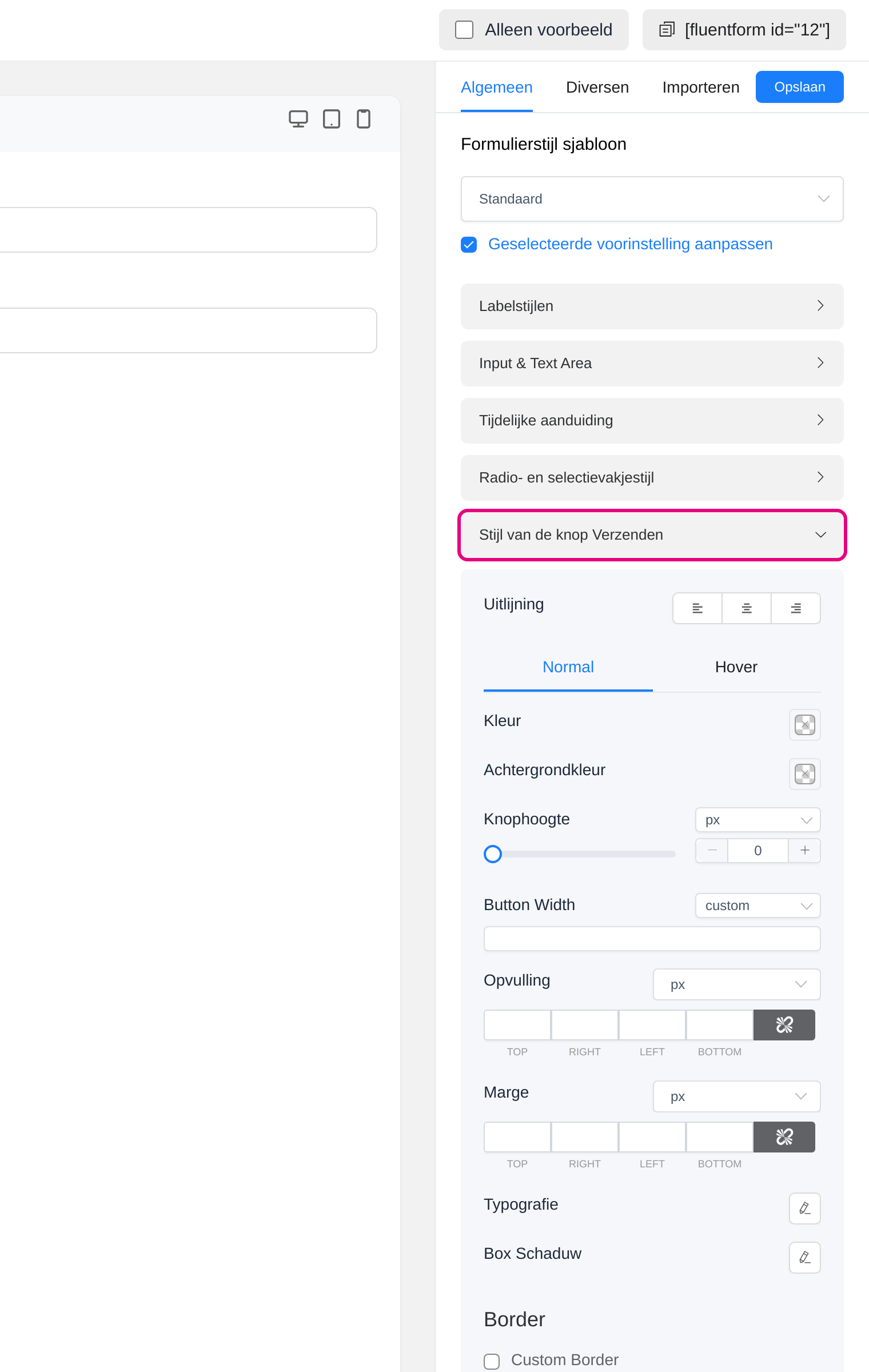 Submit button style: adjusting the Normal and Hover colours
