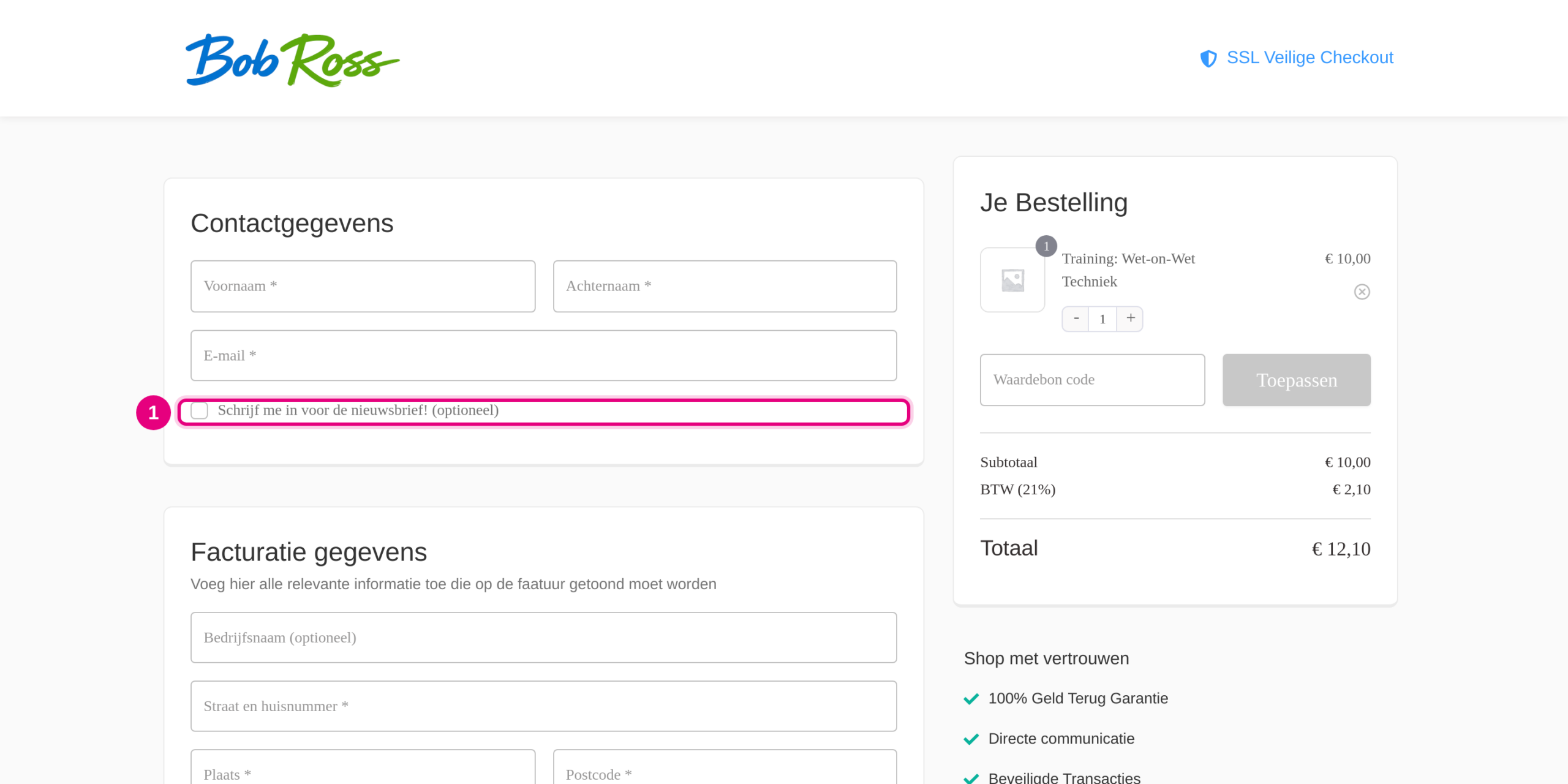 Newsletter checkbox on the store checkout