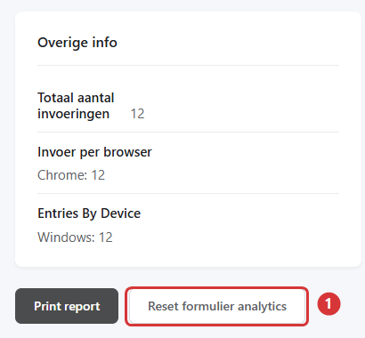 The visual report of a form with the Reset form analytics button (1)
