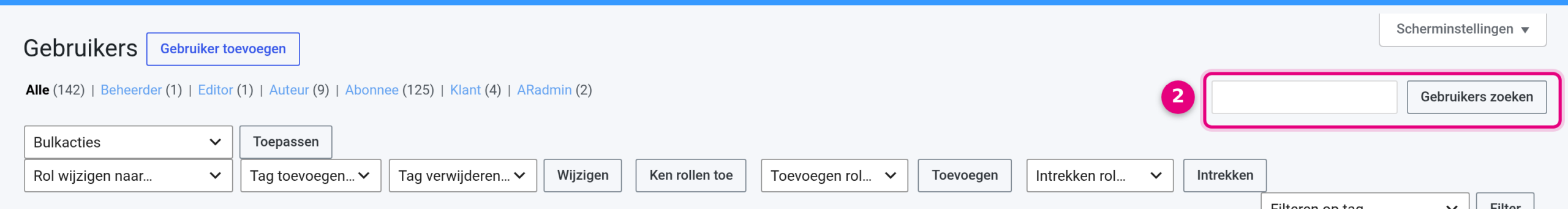 The search field at the top right of the Users page
