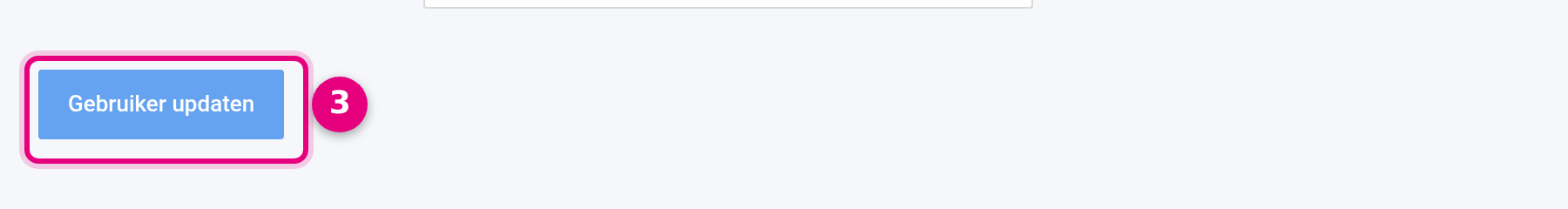 The Update user button at the bottom of the screen