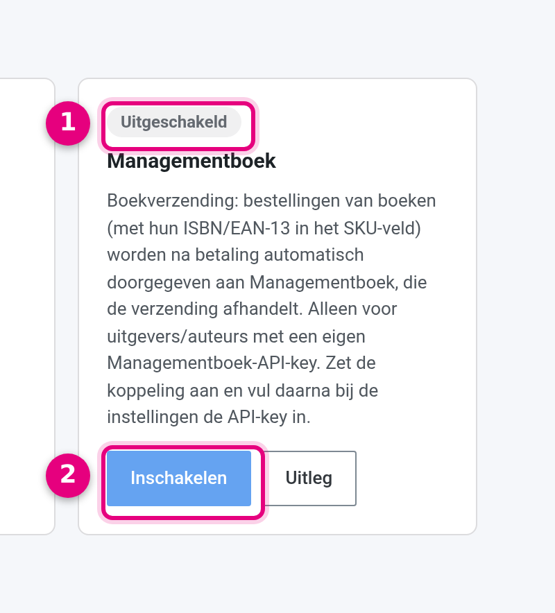 The Managementboek tile on the Integrations page